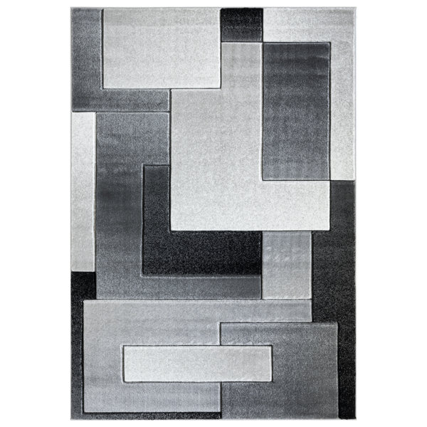 Wrought Studio Adonia Geometric Gray/Black Area Rug Wayfair